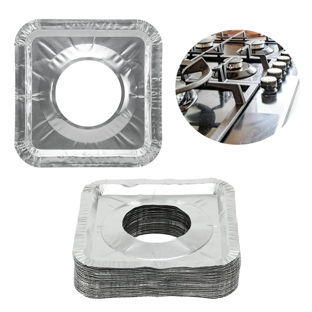 10 Aluminum Foil Square Stove Burner Covers Liners 8.46" Bibs Drip Grease Clean