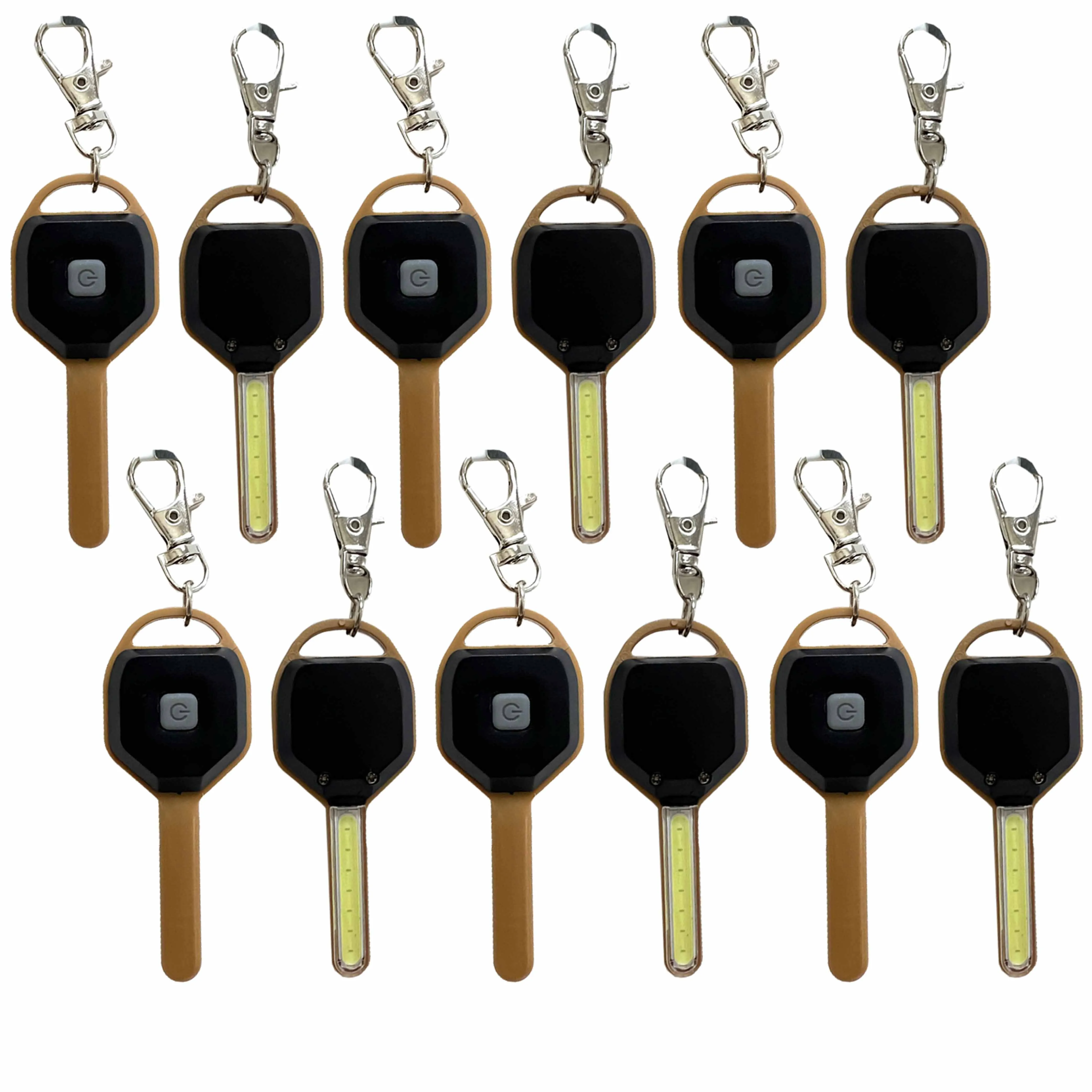 12 Pc Bright LED Keychain Flashlight Emergency Portable COB Light Flash Key Ring