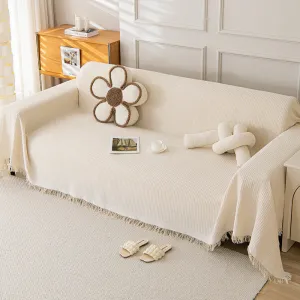 180x180cm Off White Premium Polyester Sofa Throw Blanket | 180x180 cm | Multi-Seasonal Use | Sofa Protector