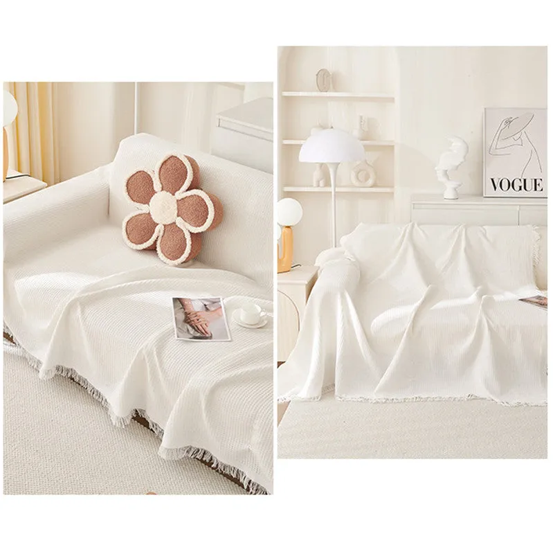 180x180cm Off White Premium Polyester Sofa Throw Blanket | 180x180 cm | Multi-Seasonal Use | Sofa Protector