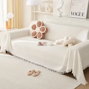 180x180cm White Premium Polyester Sofa Throw Blanket | 180x180 cm | Multi-Seasonal Use | Sofa Protector