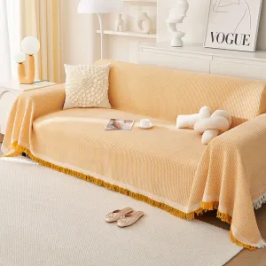 180x180cm Yellow Premium Polyester Sofa Throw Blanket | 180x180 cm | Multi-Seasonal Use | Sofa Protector