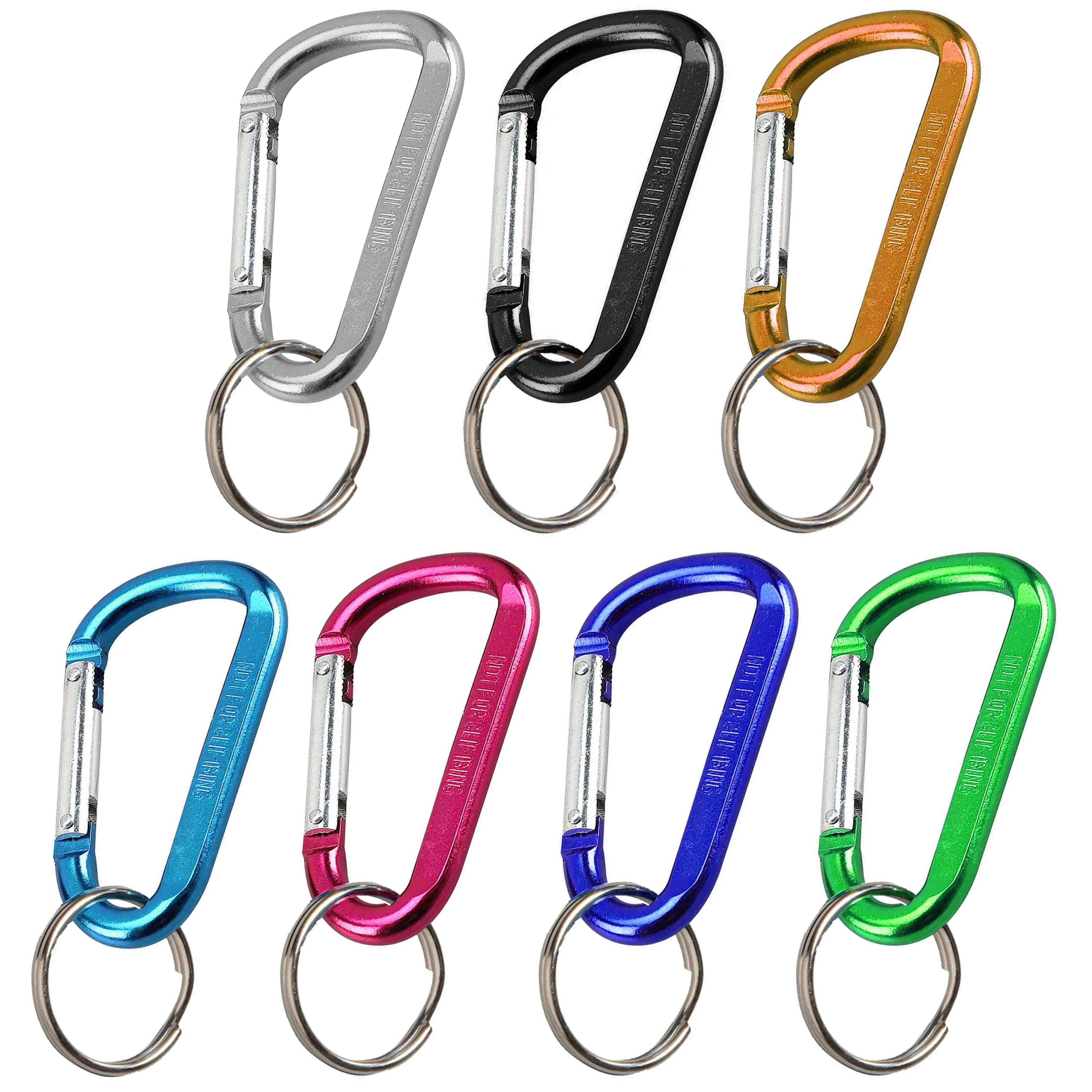 24 Lot Aluminum Snap Hook Carabiner D-Ring Key Chain Clip Keychain Hiking 2-3/8"