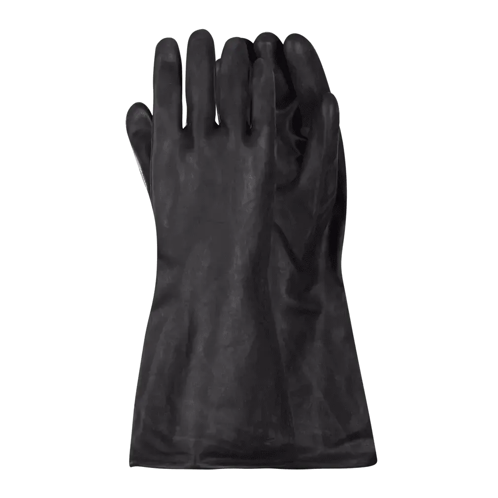 350mm 14'' Chemical resistant smooth palm black rubber latex gloves