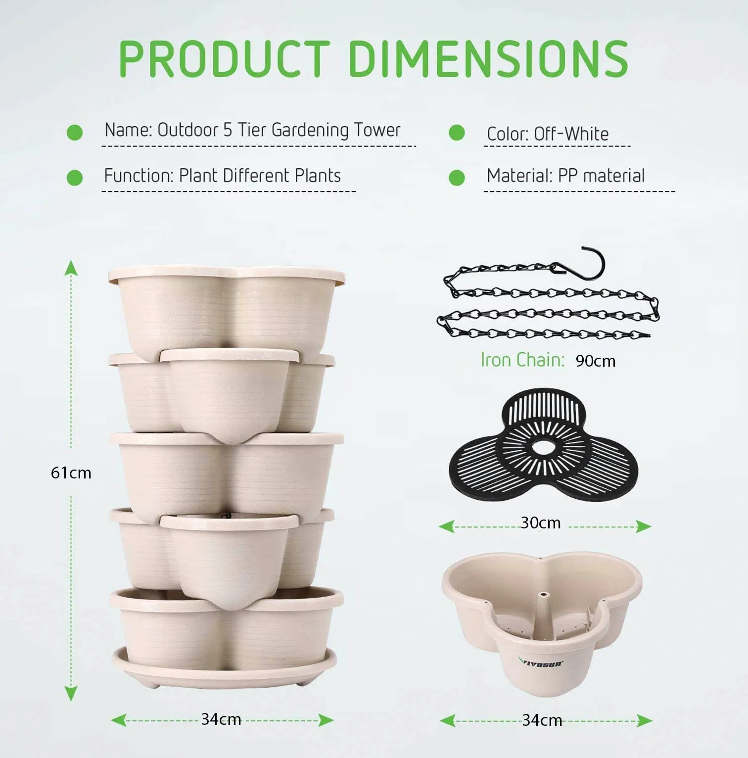 5 Tier Vertical Stackable Planter for Flowers Herbs Vegetables-Terracotta