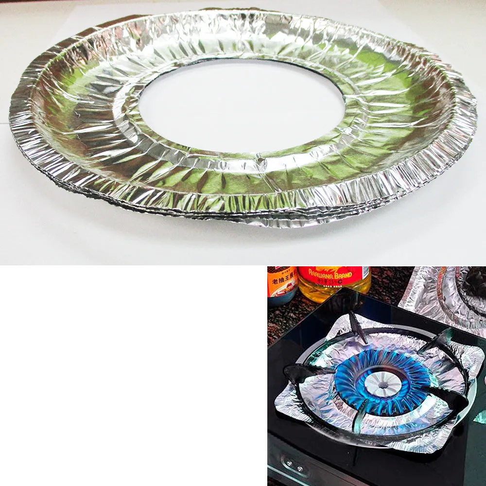 96 Disposable Aluminum Foil Burner Bib Round Gas Stove Range Oven Liner Cover 9"