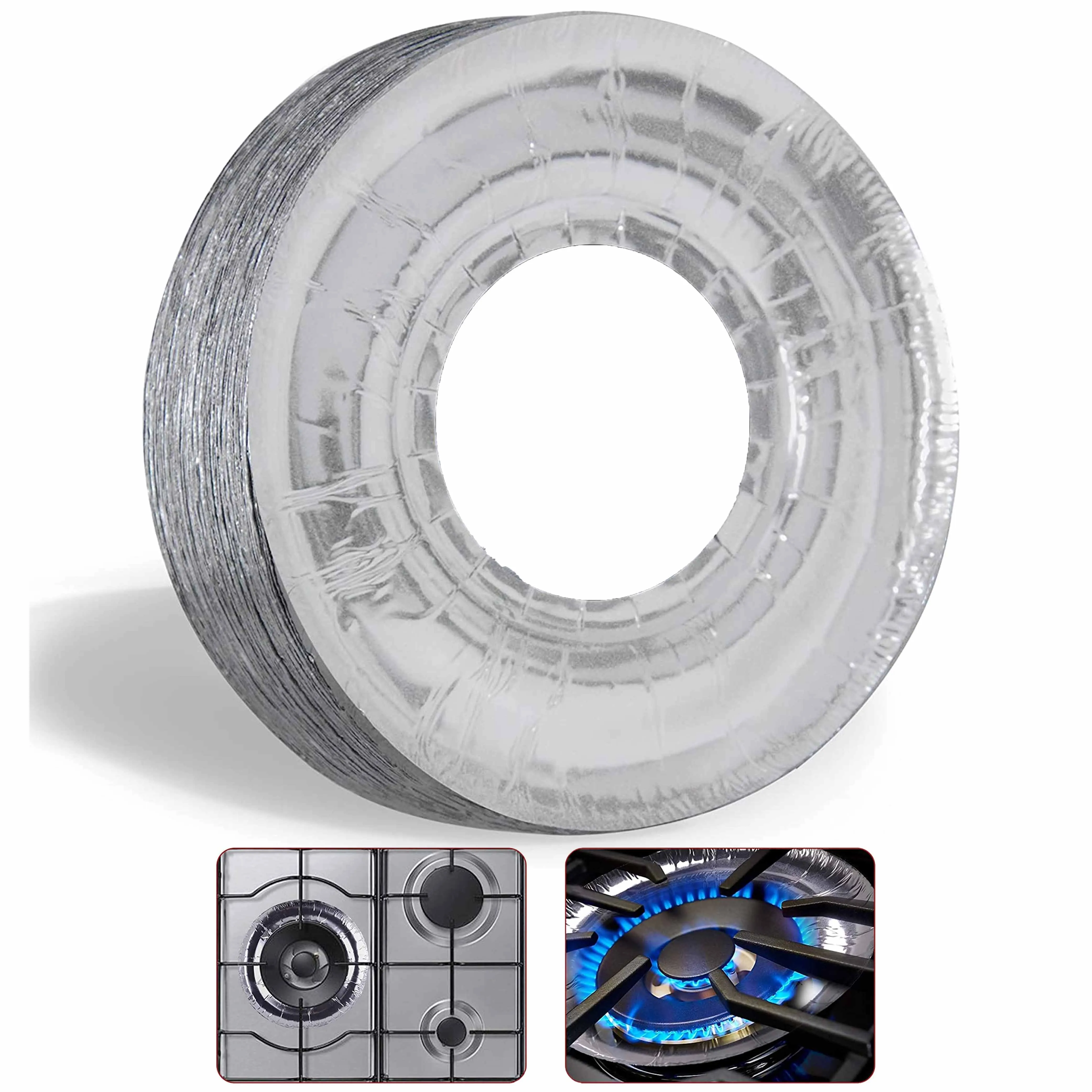 96 Disposable Aluminum Foil Burner Bib Round Gas Stove Range Oven Liner Cover 9"