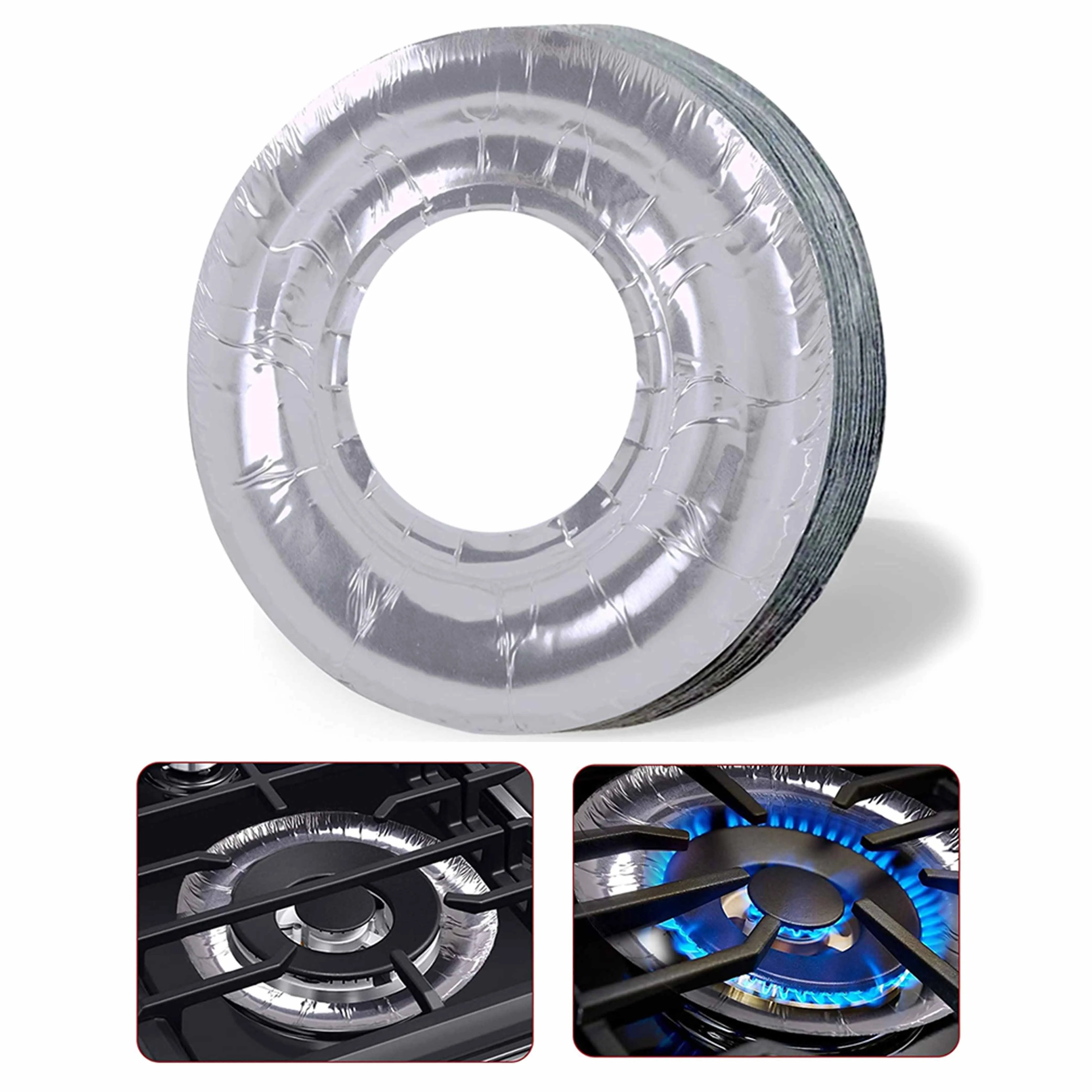96 Disposable Aluminum Foil Burner Bib Round Gas Stove Range Oven Liner Cover 9"