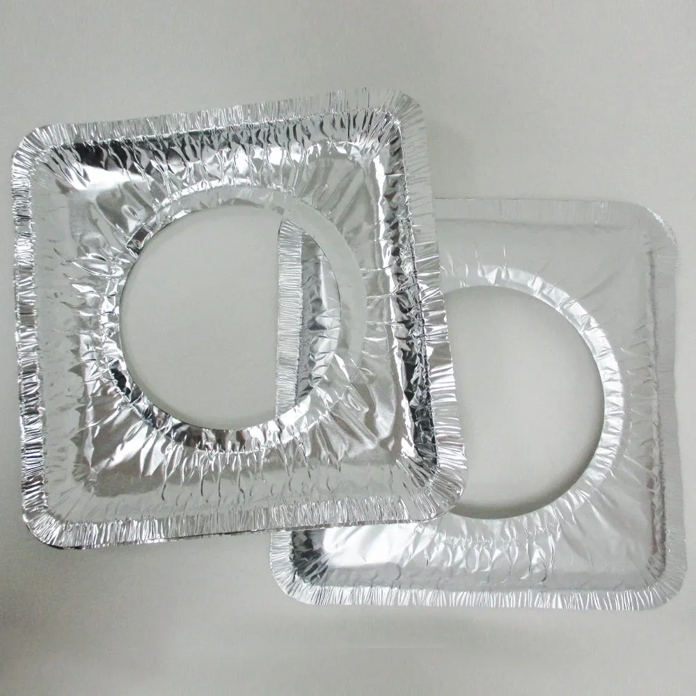 96 Disposable Aluminum Foil Square Gas Burner Stove Bib Liners Covers Drip Pan