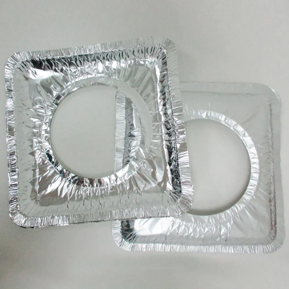 96 Disposable Aluminum Foil Square Gas Burner Stove Bib Liners Covers Drip Pan