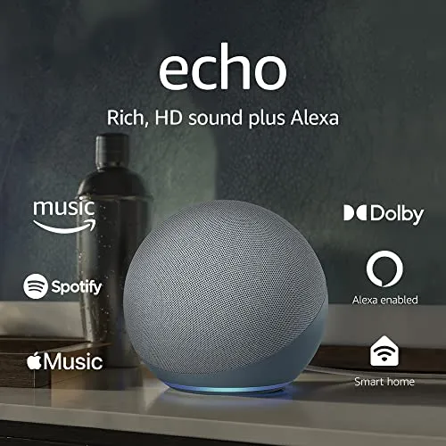Amazon Echo (newest model), Alexa speaker with premium sound, Ideal for large bedrooms, living rooms and kitchens, Twilight Blue