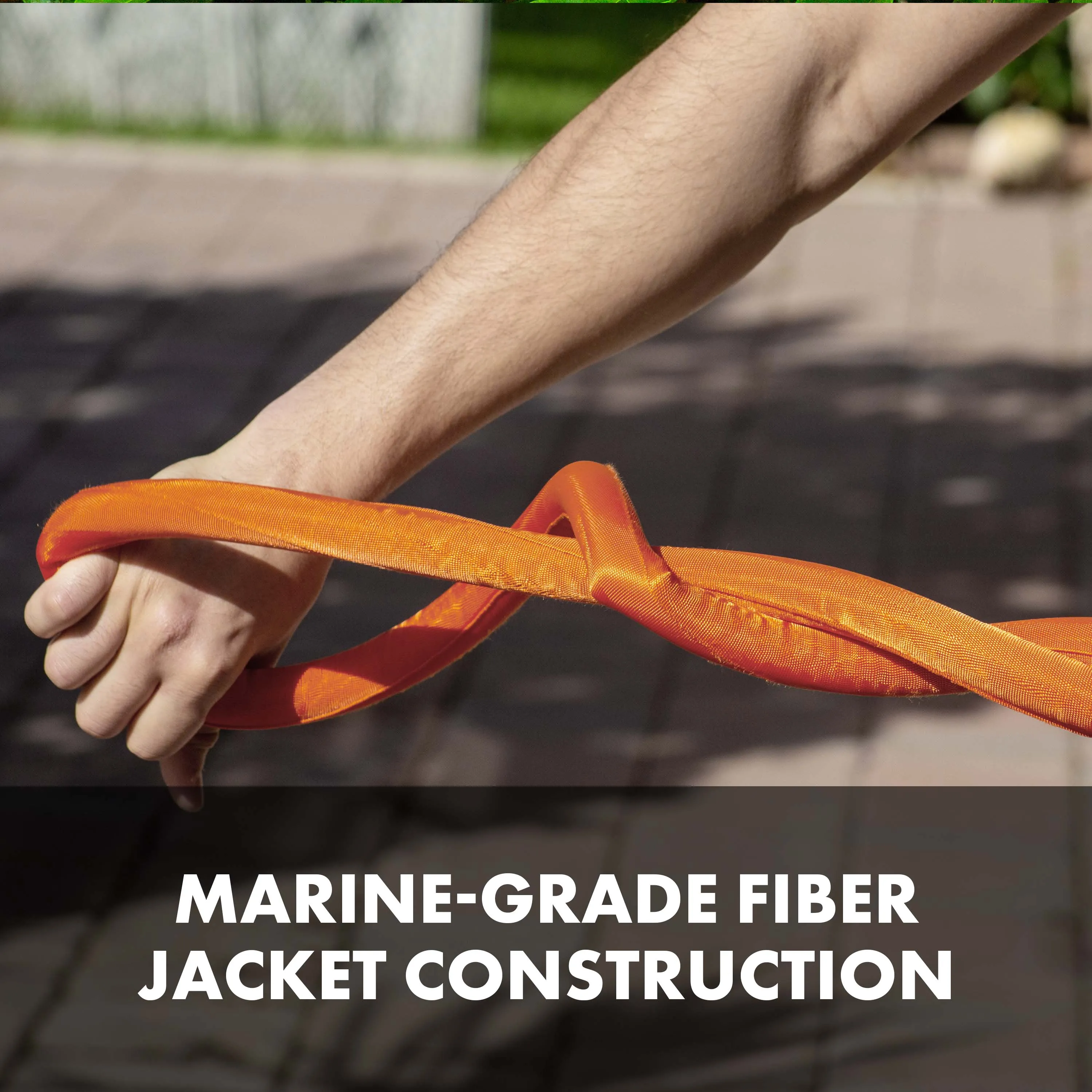 Aqua Joe AJFJH75-34-CTR Non-Expanding Kink-Resistant Contractor Grade FiberJacket Garden Hose | 75-Ft | 3/4-in | 650-PSI BURST (Orange)