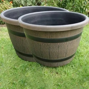 Barrel Planter (Dark Brown) Duo