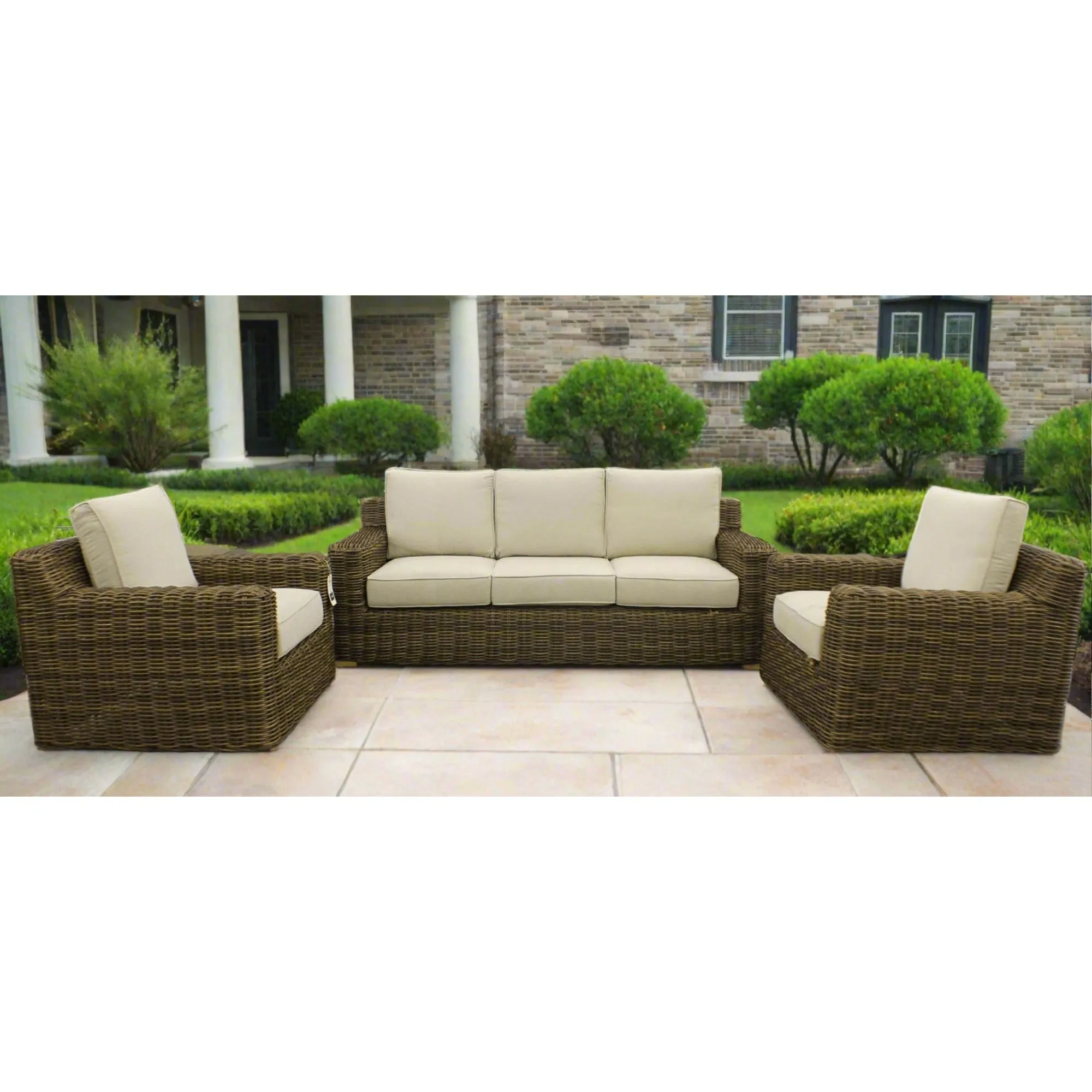Carmel Brown 3pc Outdoor Seating Set with LUX Heavy Weave