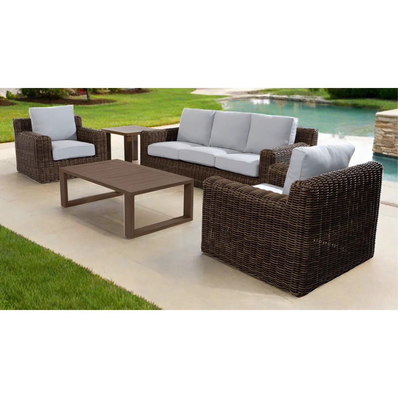 Carmel Brown 3pc Outdoor Seating Set with LUX Heavy Weave