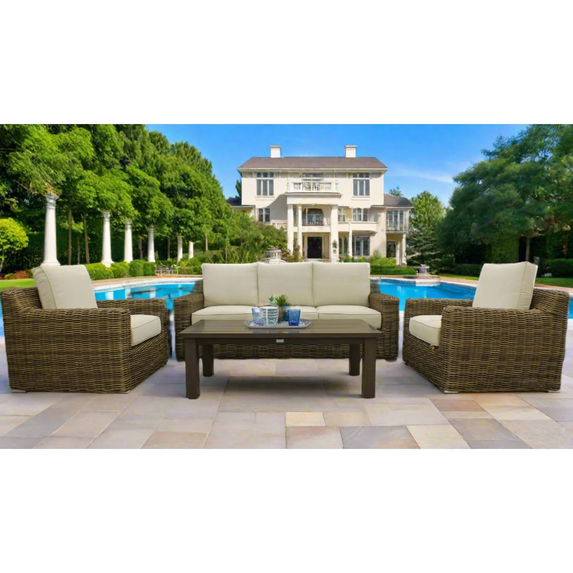 Carmel Brown 3pc Outdoor Seating Set with LUX Heavy Weave