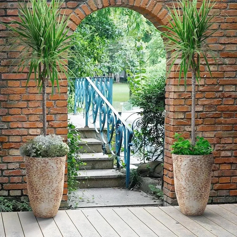 Elegant Large Stone Finish Outdoor Planters for Landscaping Excellence