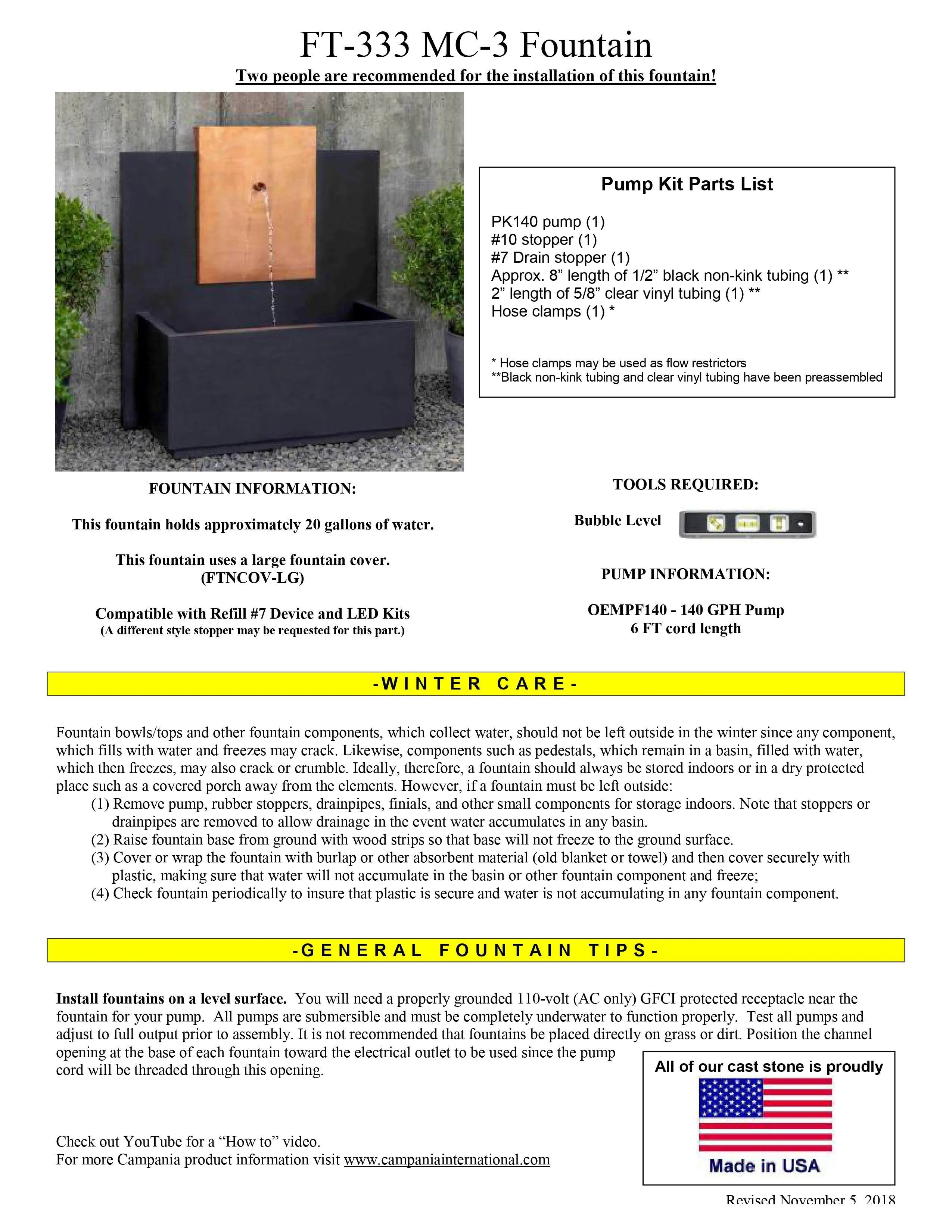 MC3 Modern Wall Fountain-Corten Steel