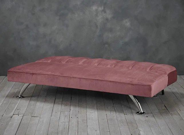 Sofa Bed Upholstered Soft Velvet Chrome Silver Legs