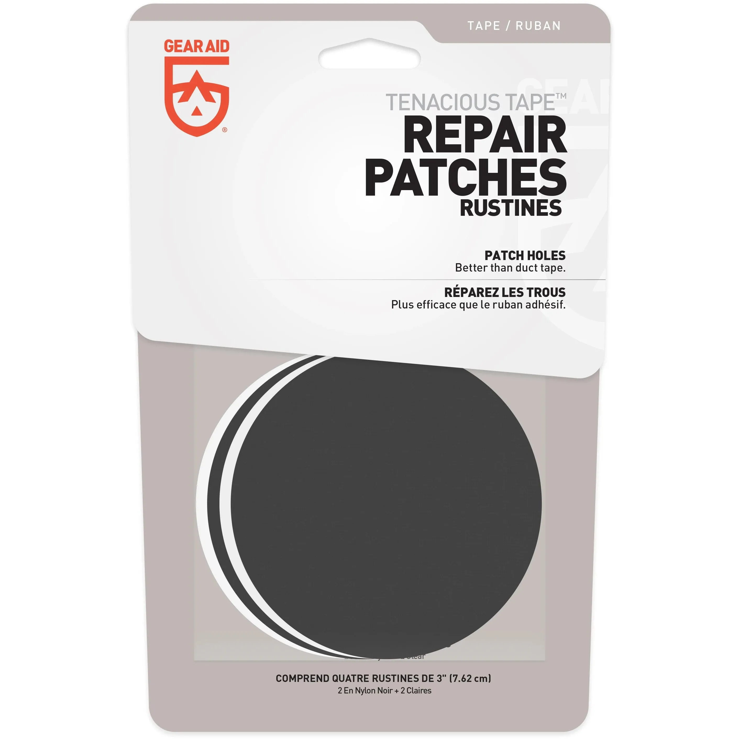 Tenacious Tape Repair Patches Black & Clear 3"