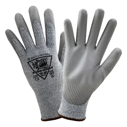 West Chester 713DGU Barracuda Gray Seamless Knit HPPE Blended with Polyurethane Coated Flat Grip on Palm and Fingers Gloves (One Dozen)