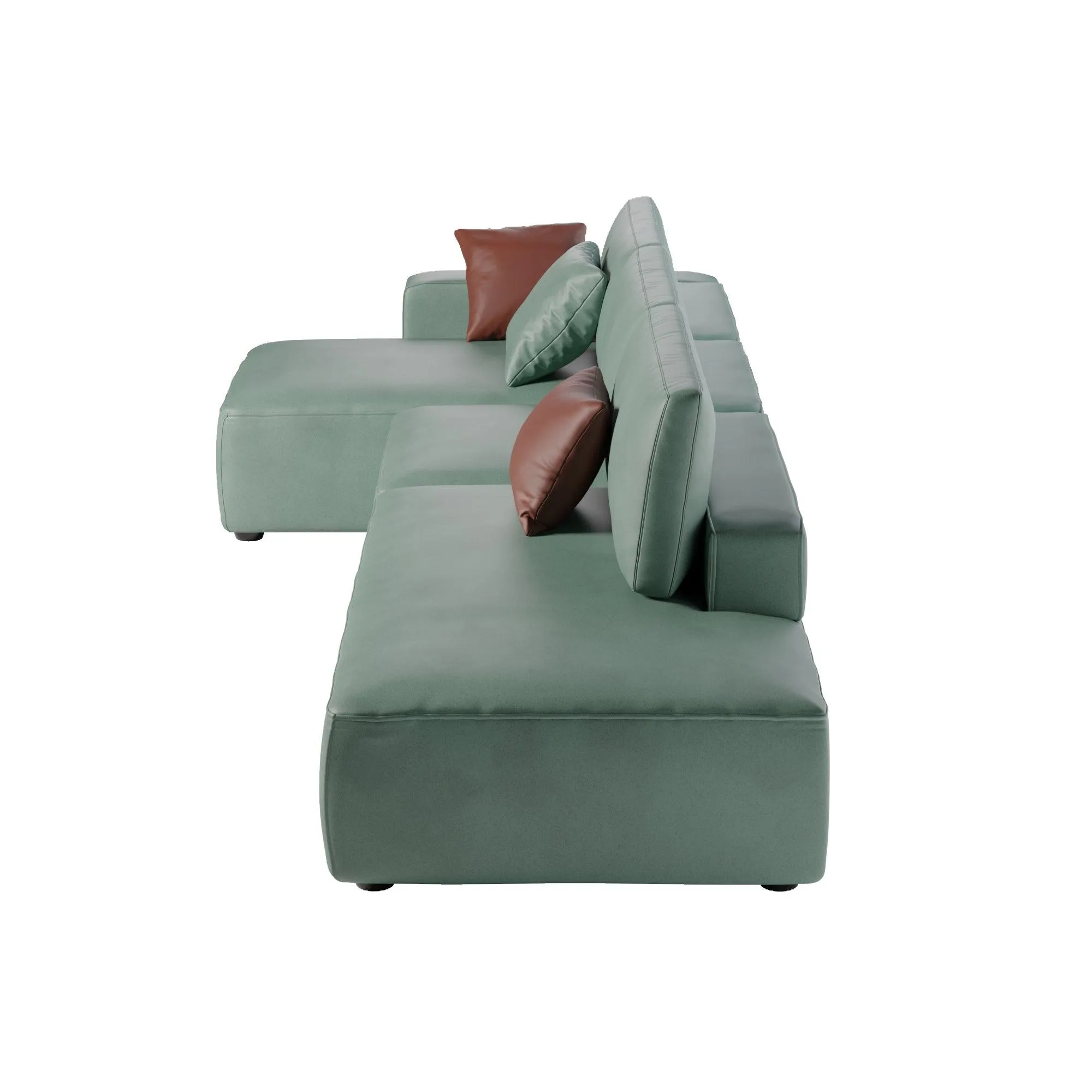 WIIS' IDEA Modern L-Shaped Sectional Sofa With Soft Linen Fabrics - Green